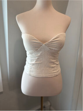 line & dot | Ariyah Strapless sweetheart corset Top | Ivory | Size Small